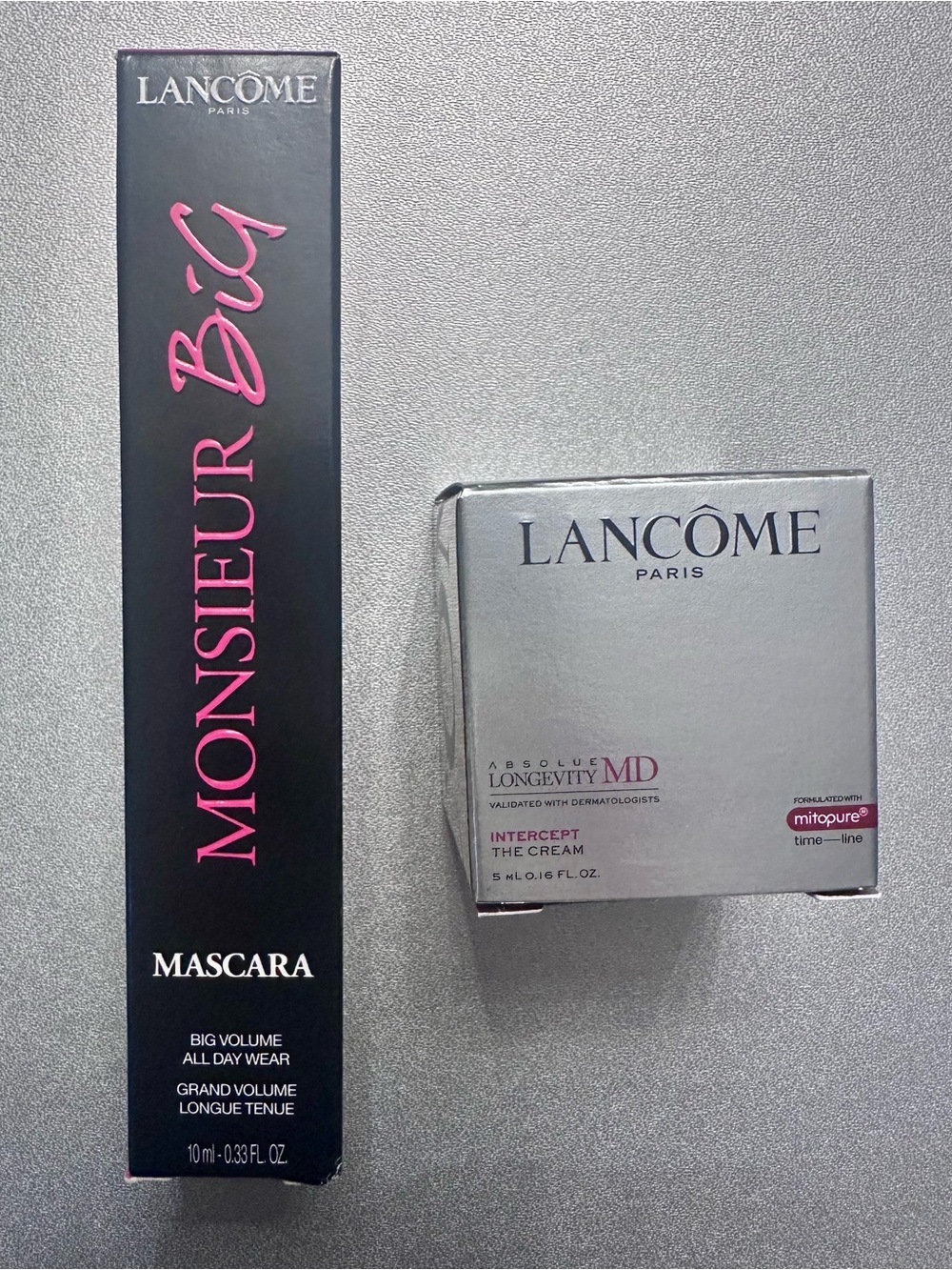 NEW Lancôme Monsieur Big Mascara Black-full size& Lancôme Absolue cream 5ml